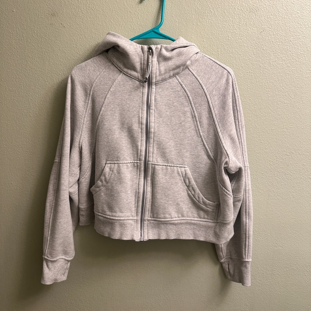 Lululemon Scuba Oversized Crop Full-Zip Hoodie Size 4 Light Gray - Picture 2 of 10